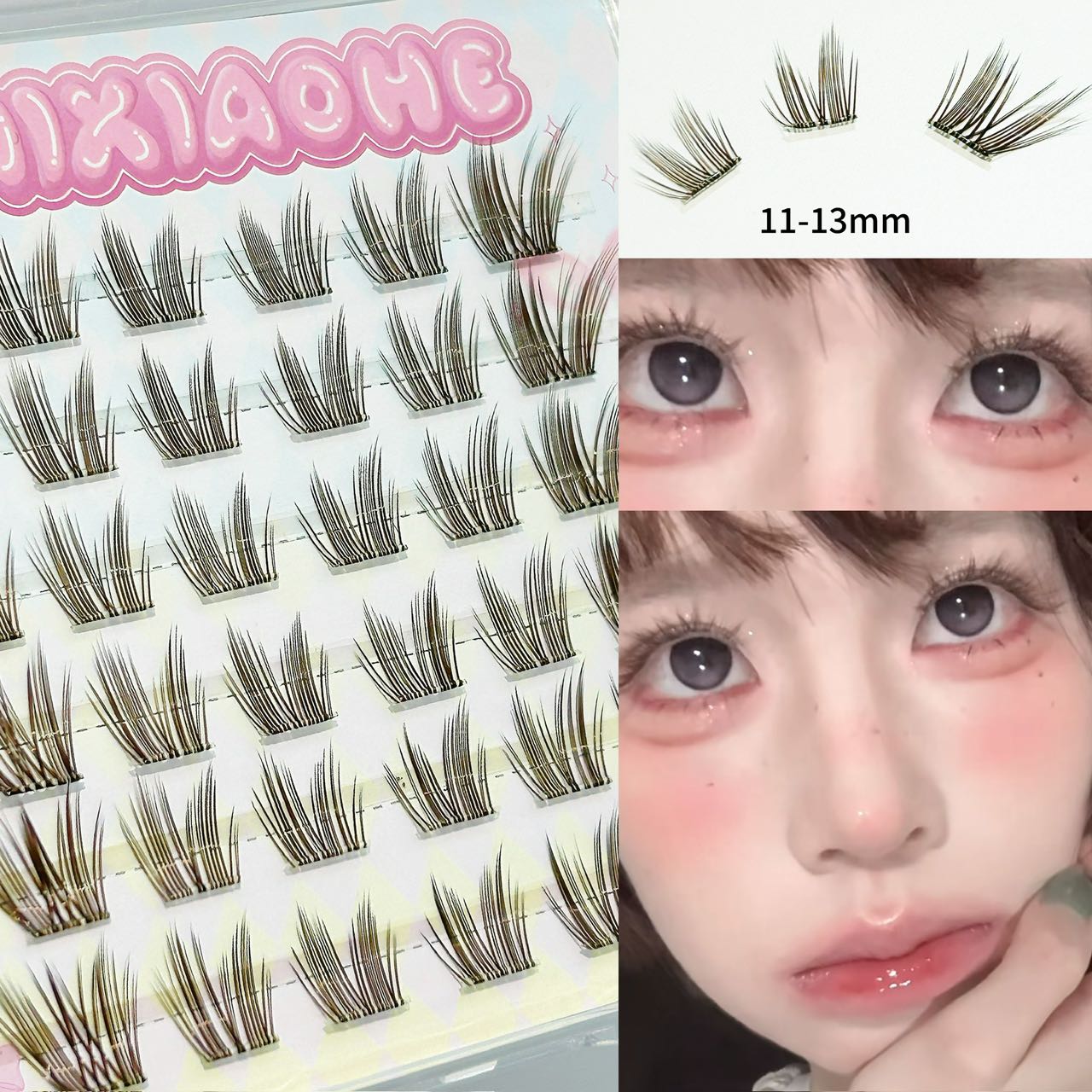 Eyelash Extension Natural - Mixiaohe Black Brown Glue-Free Cherry Lash