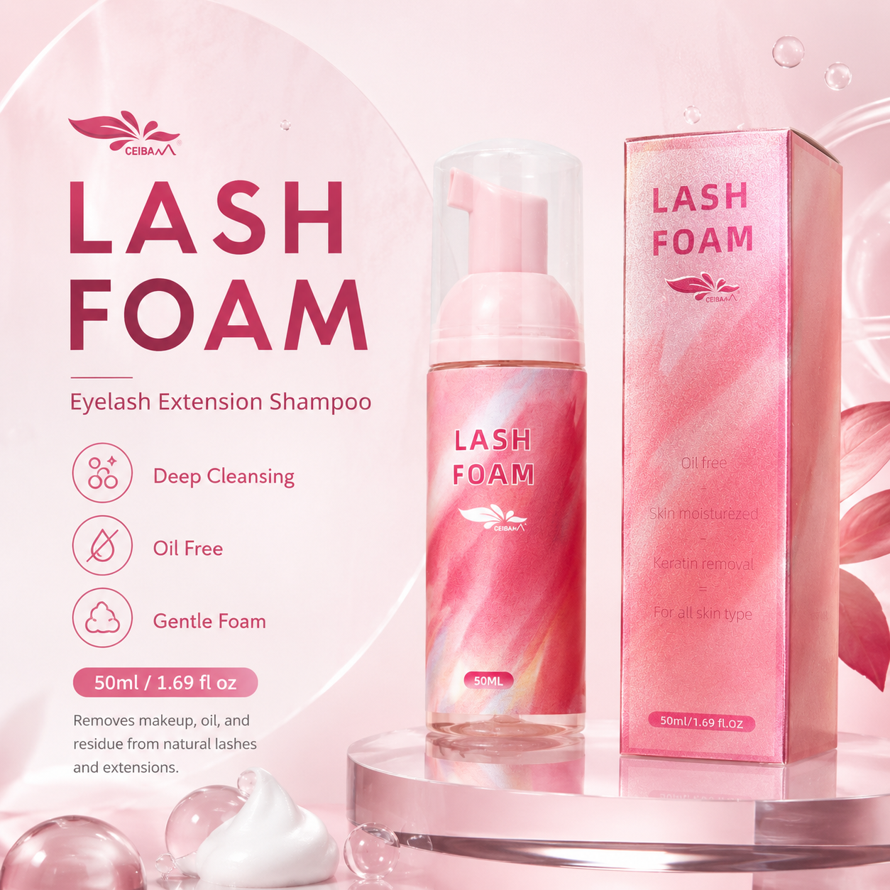 Eyelash Extension Aftercare - 50ml Lash Foam Eyelash Extension Shampoo