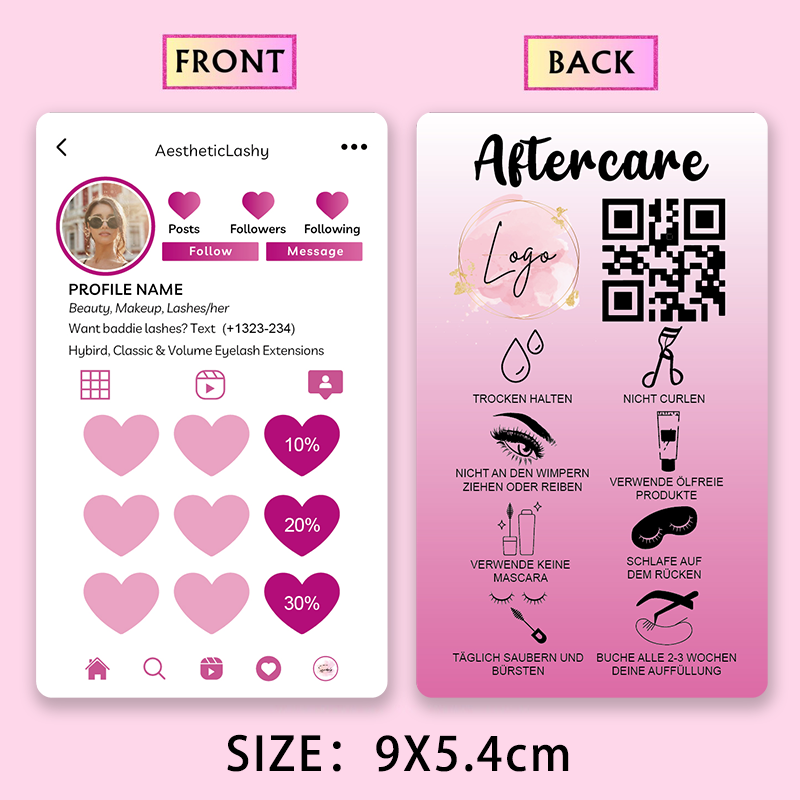 Custom Loyalty Cards with Logo - Eyelash Extension Aftercare ulasan dan harga