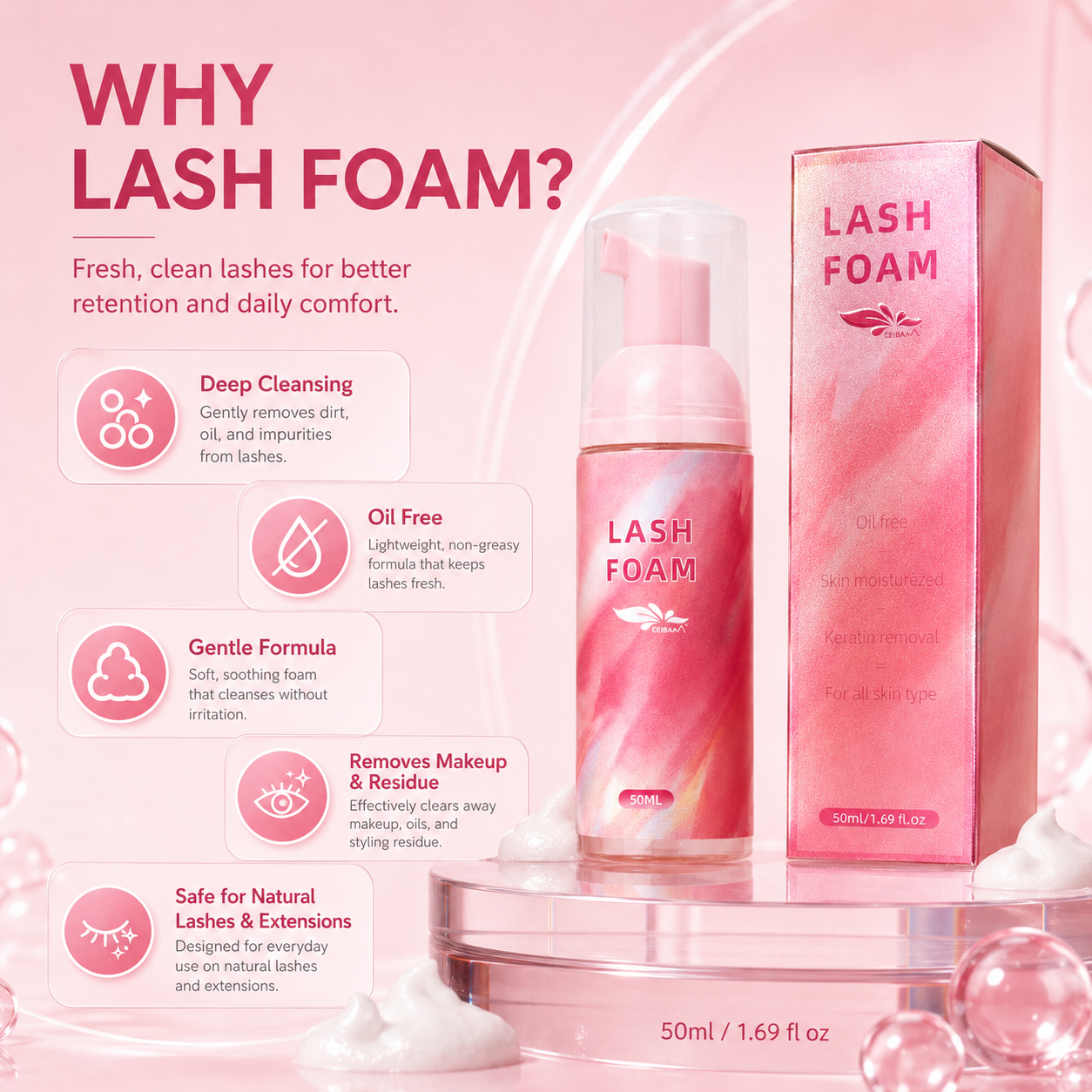 50ml Lash Foam Eyelash Extensi - Eyelash Extension Aftercare ulasan dan harga