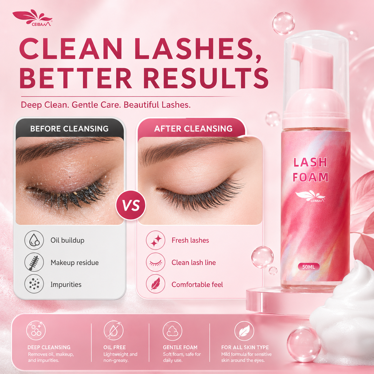 50ml Lash Foam Eyelash Extensi - Eyelash Extension Aftercare ulasan dan harga