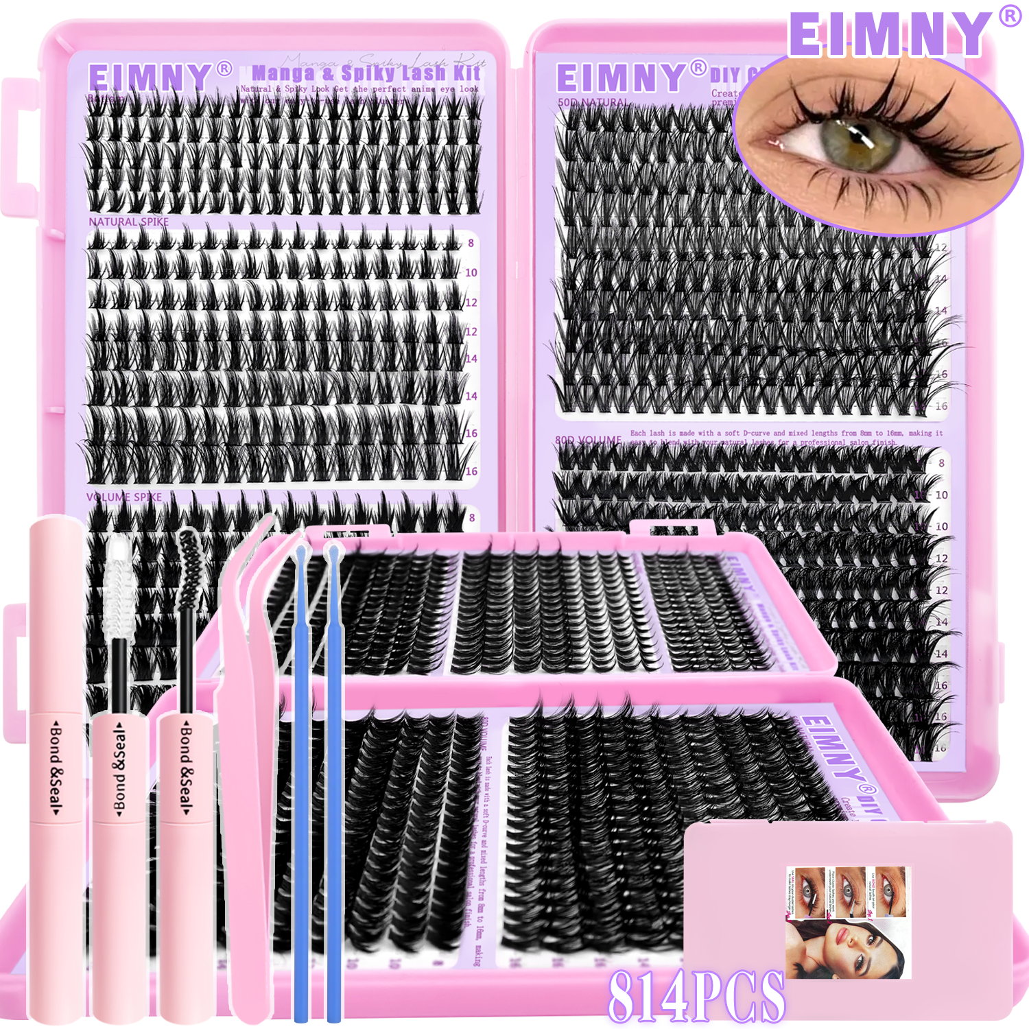 EIMMY 814PCS False Eyelash Set - Eyelash Extension Natural ulasan dan harga