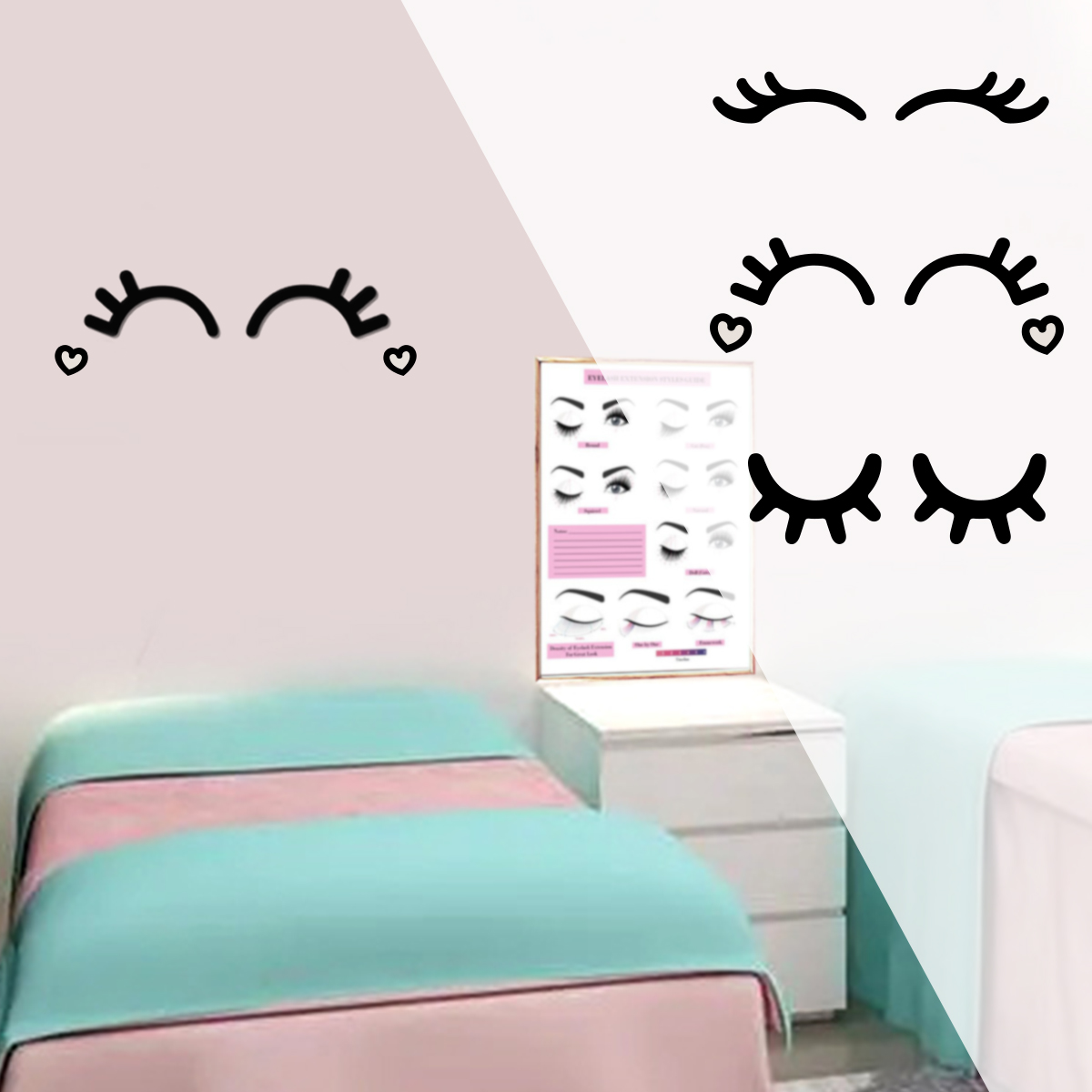 5pairs Eyelashes Wall Sticker  - Eyelash Extension Aftercare ulasan dan harga